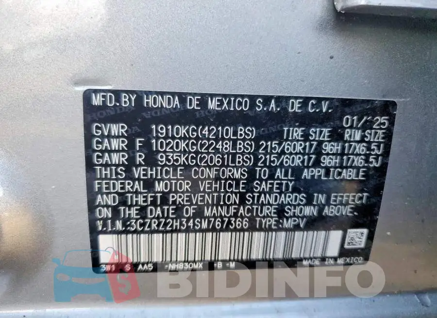 3CZRZ2H34SM767366 Photo# 12