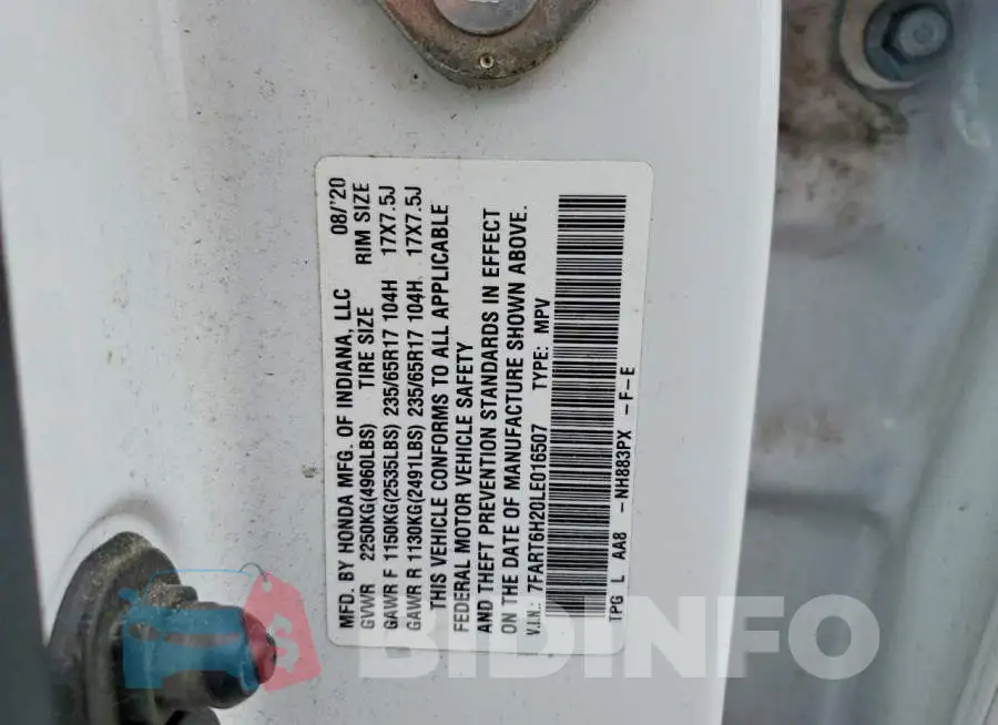 7FART6H20LE016507 Photo# 13