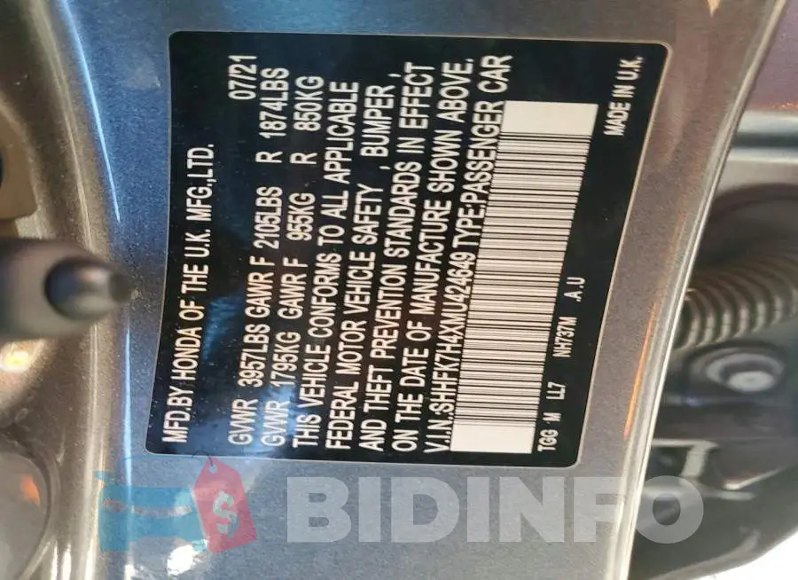 SHHFK7H4XMU424649 Photo# 12