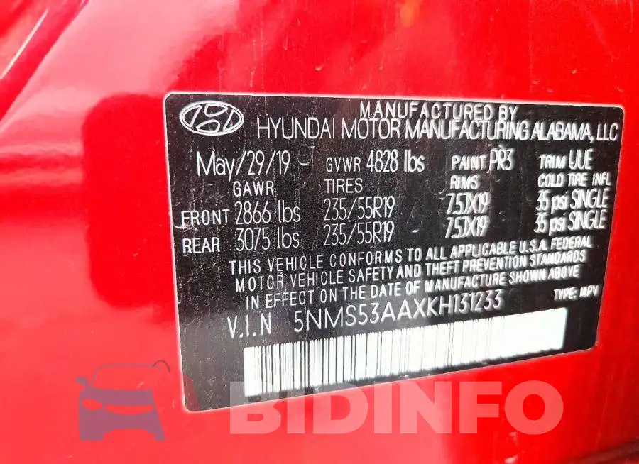 5NMS53AAXKH131233 Photo# 13