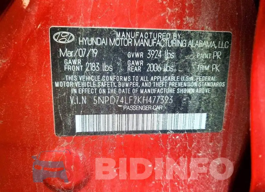 5NPD74LF2KH477393 Photo# 12