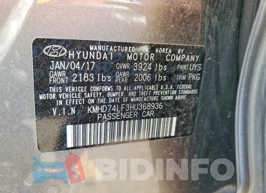 KMHD74LF3HU368936 Photo# 12