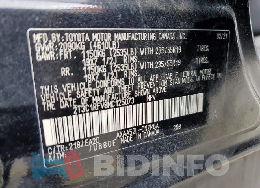 2T3C1RFV8MC125073 Photo# 14