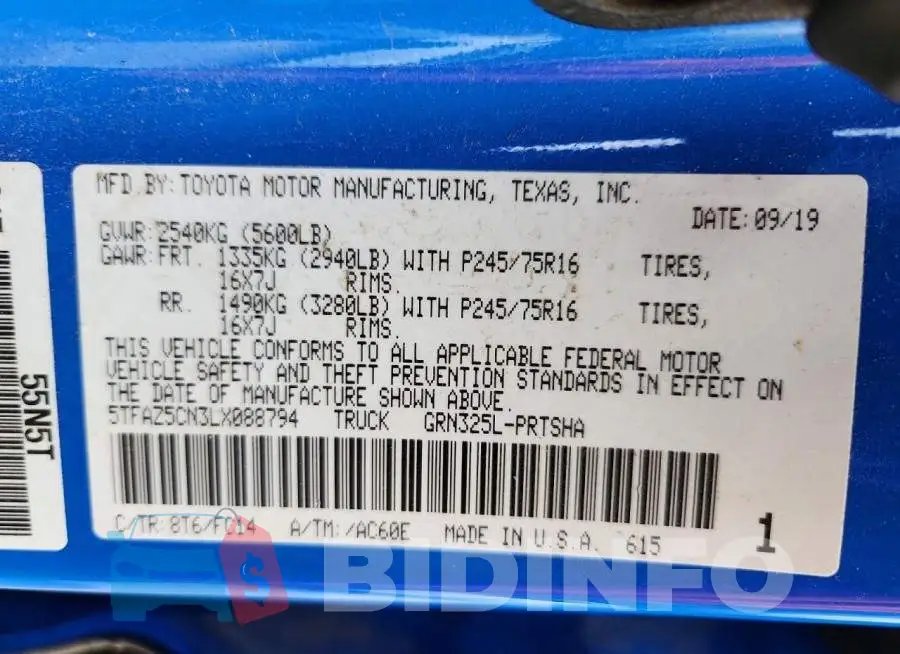 5TFAZ5CN3LX088794 Photo# 13