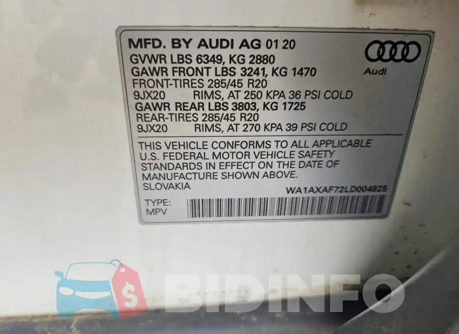 WA1AXAF72LD004925 Photo# 13