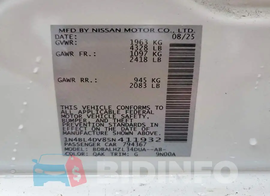 1N4BL4DV8SN411932 Photo# 13