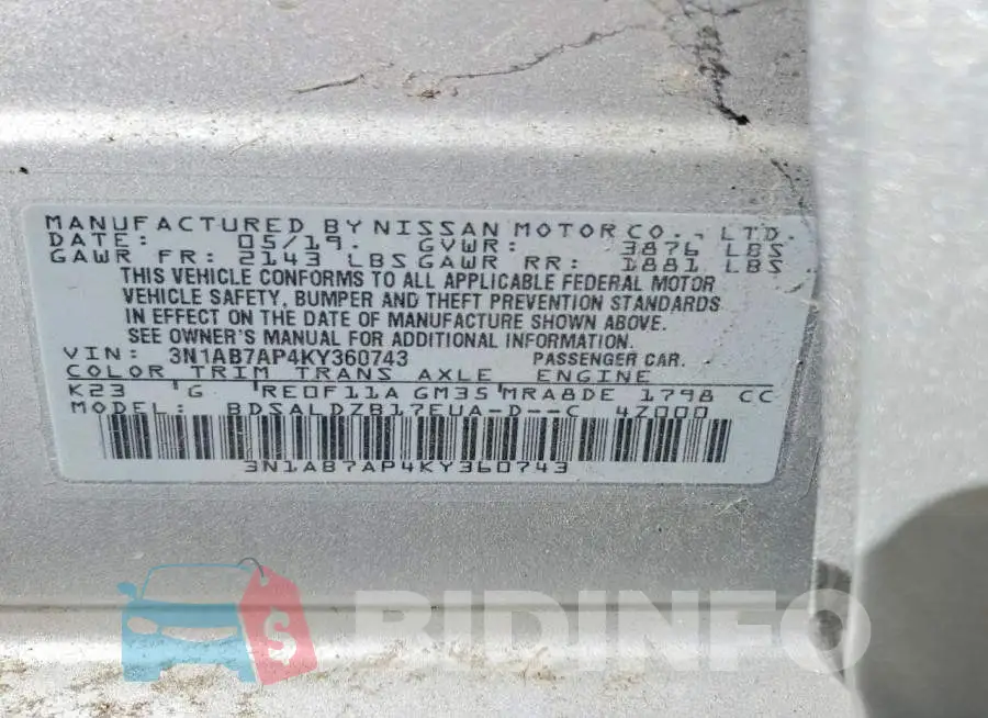 3N1AB7AP4KY360743 Photo# 12
