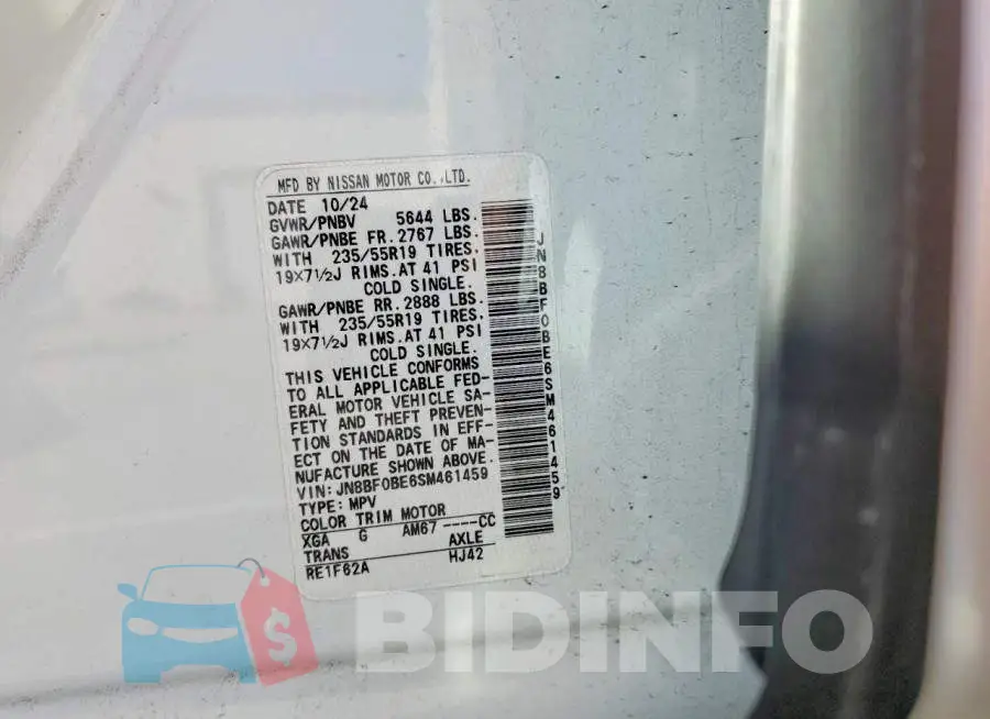 JN8BF0BE6SM461459 Photo# 14