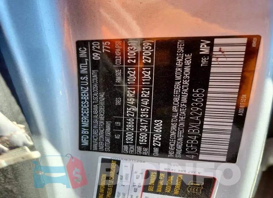 4JGFB4JBXLA293685 Photo# 13