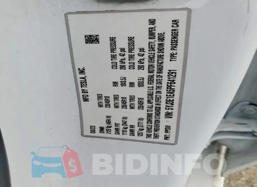 5YJ3E1EA5PF641291 Photo# 13