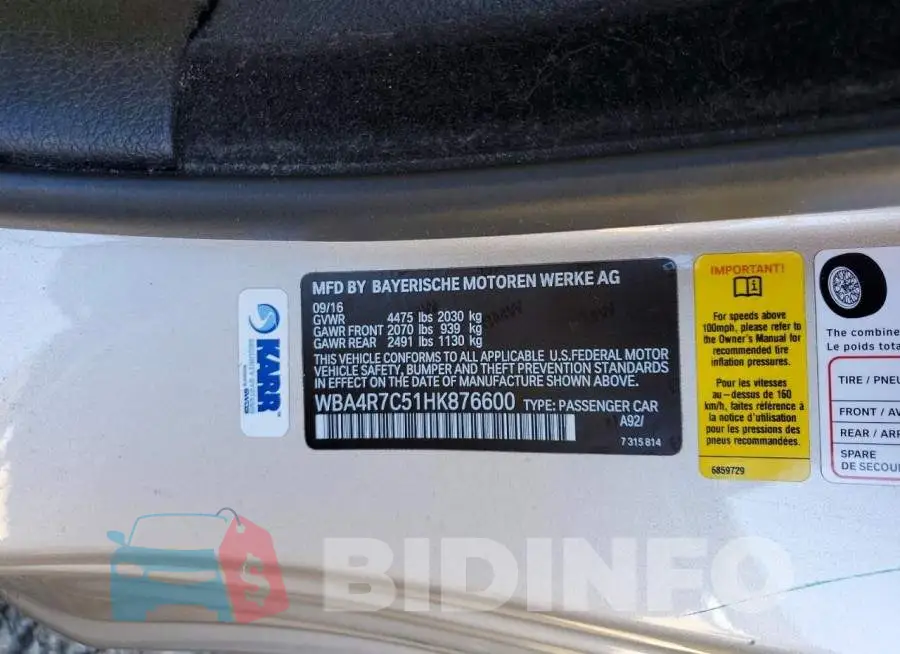 WBA4R7C51HK876600 Photo# 12