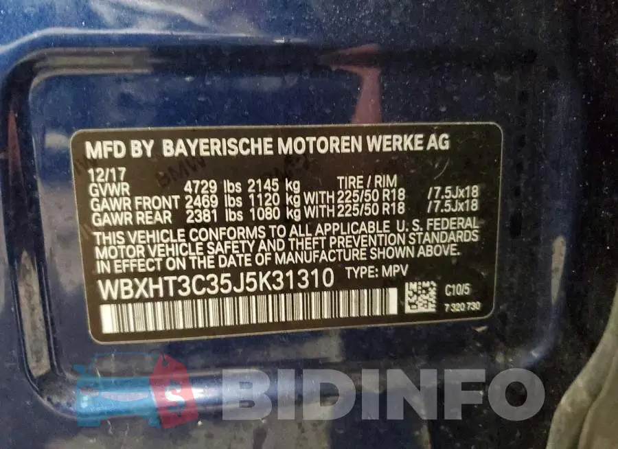 WBXHT3C35J5K31310 Photo# 13