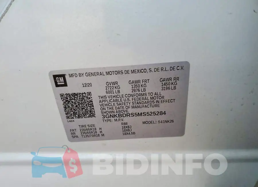 3GNKBDRS5MS525284 Photo# 14