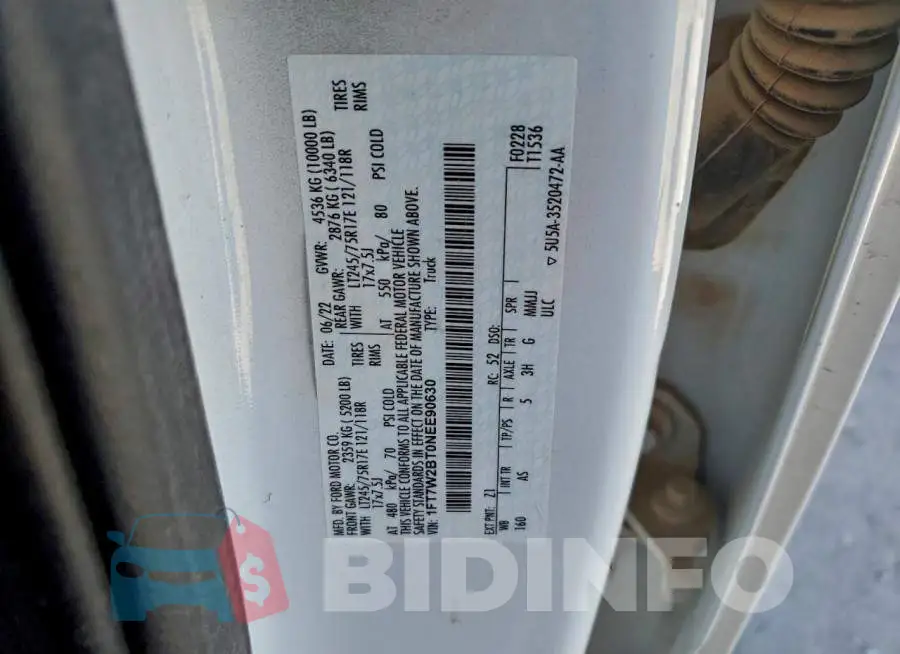 1FT7W2BT0NEE90630 Photo# 12