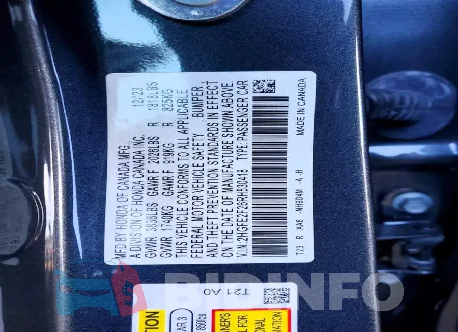 2HGFE2F26RH530418 Photo# 12