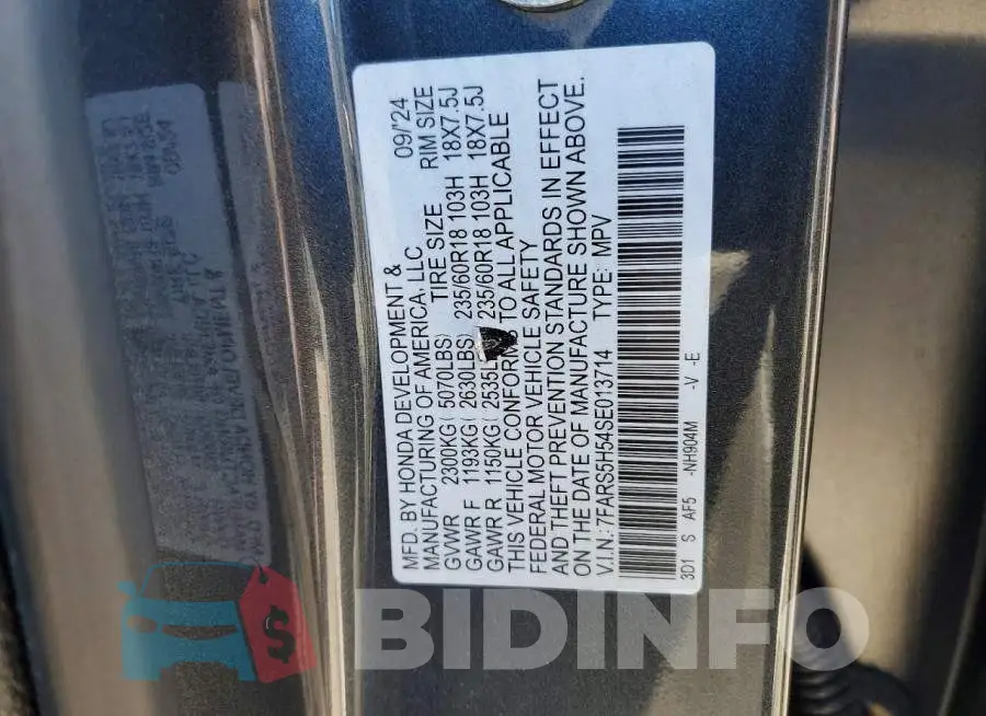 7FARS5H54SE013714 Photo# 14