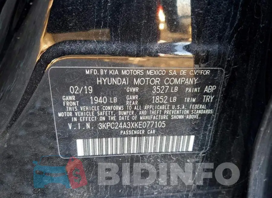 3KPC24A3XKE077105 Photo# 12