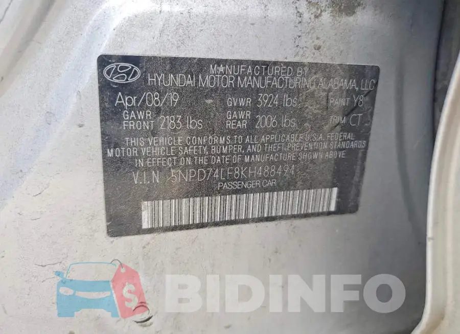 5NPD74LF8KH488494 Photo# 12