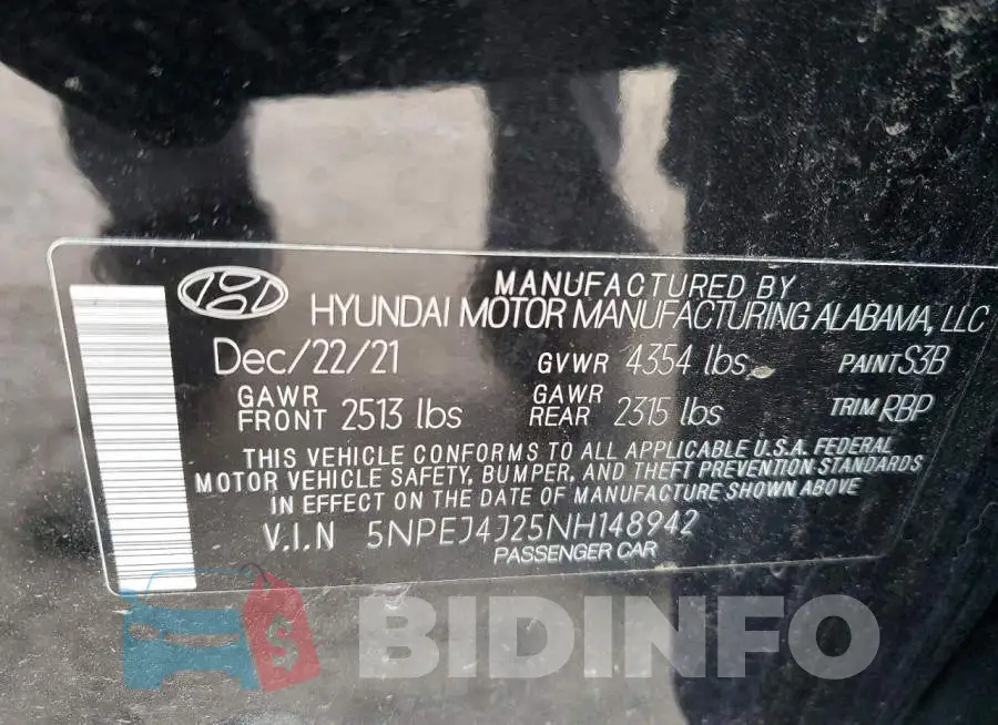 5NPEJ4J25NH148942 Photo# 12