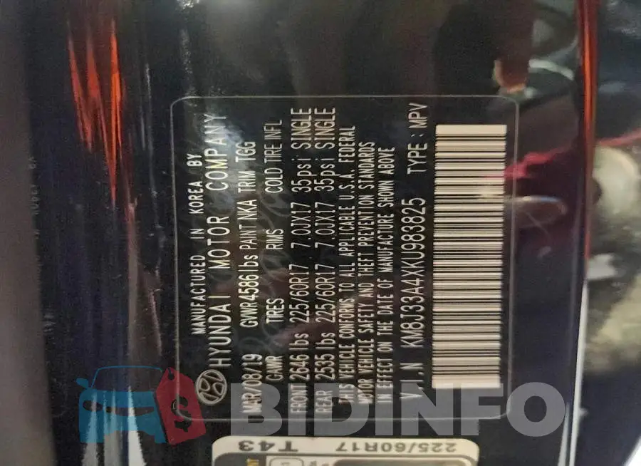 KM8J33A4XKU983825 Photo# 13