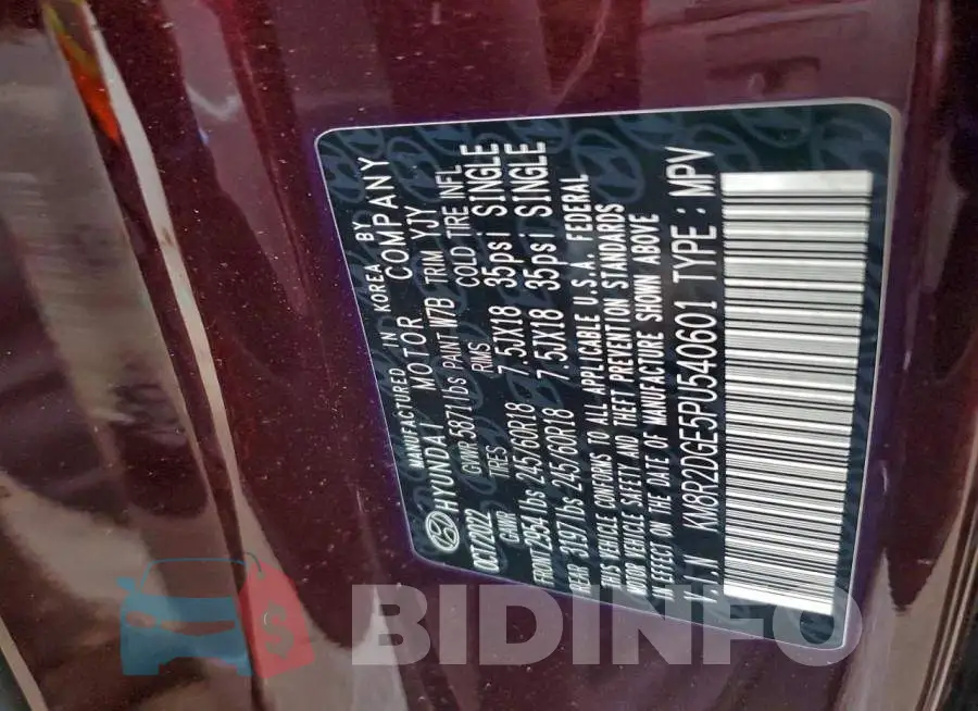 KM8R2DGE5PU540601 Photo# 14