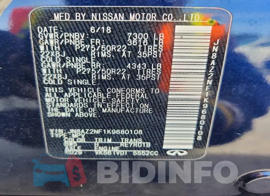 JN8AZ2NF1K9680108 Photo# 13