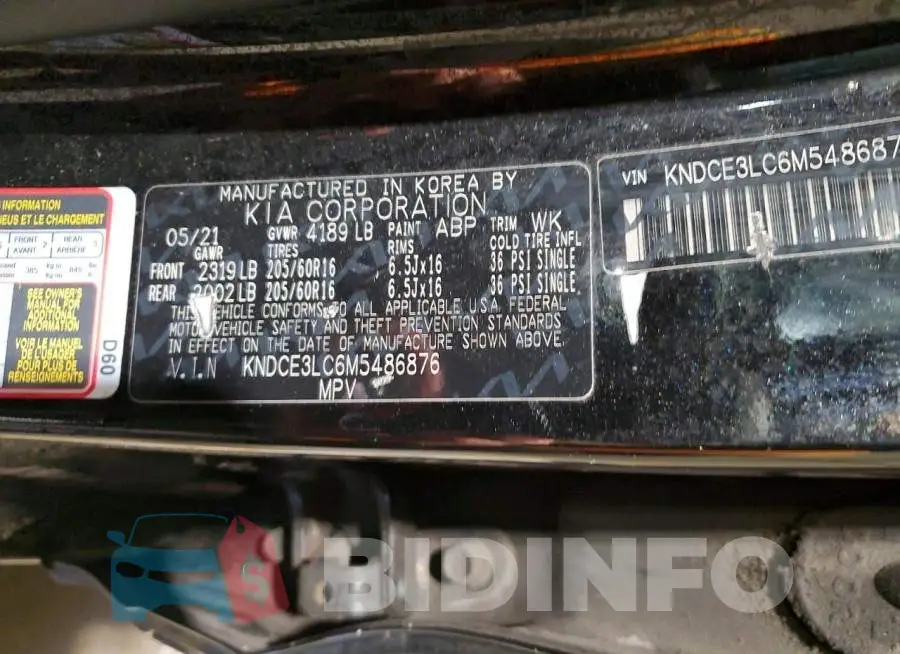 KNDCE3LC6M5486876 Photo# 14