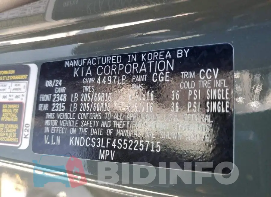 KNDCS3LF4S5225715 Photo# 14