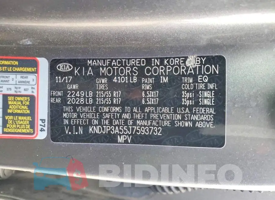 KNDJP3A55J7593732 Photo# 12