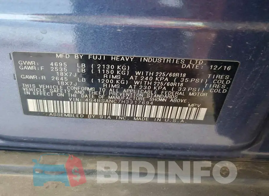 4S4BSANC7H3317694 Photo# 12