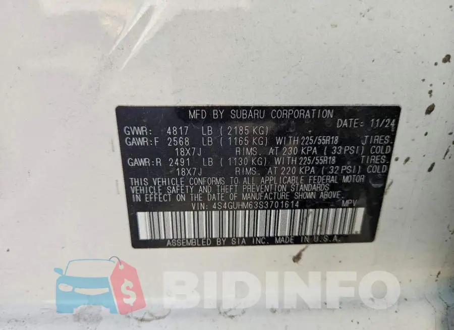 4S4GUHM63S3701614 Photo# 12