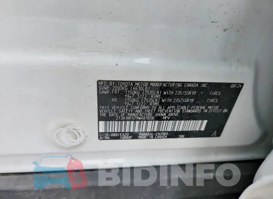 2T3A1RFV7RW481656 Photo# 12