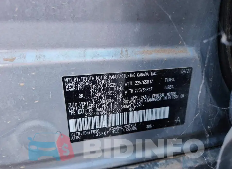 2T3F1RFV6MC208000 Photo# 14
