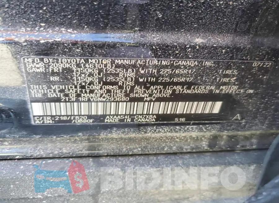 2T3F1RFV6NW293680 Photo# 14