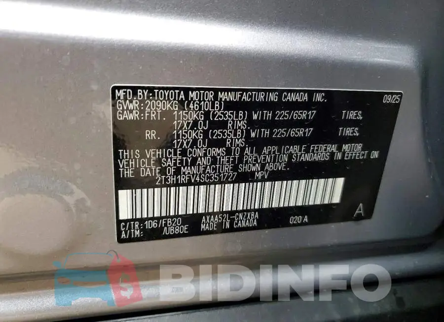2T3H1RFV4SC351727 Photo# 13