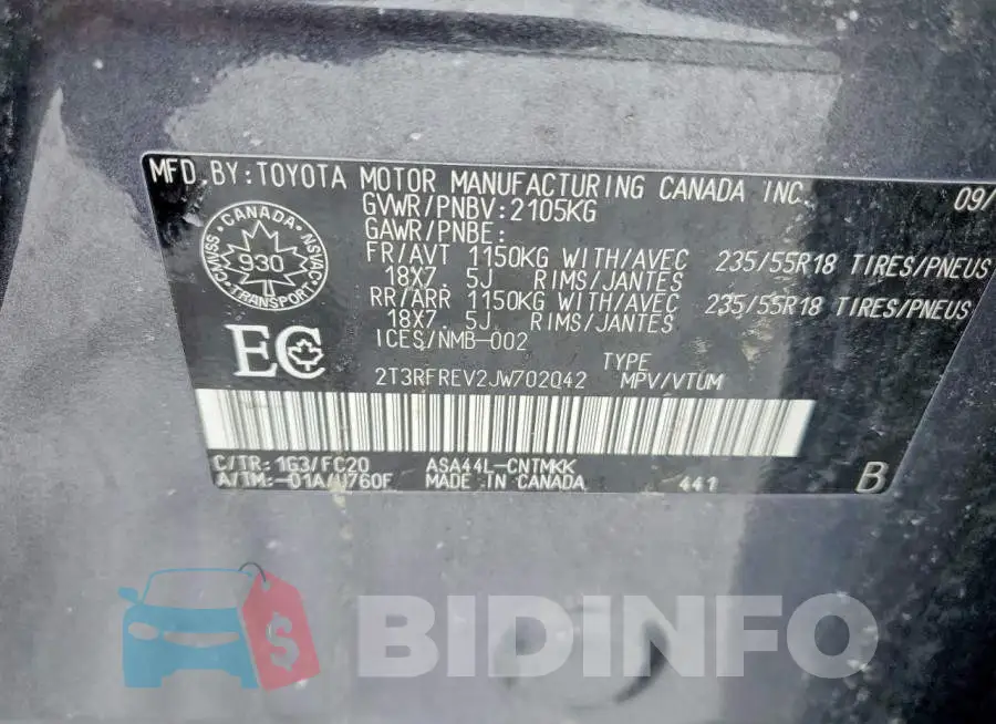 2T3RFREV2JW702042 Photo# 14