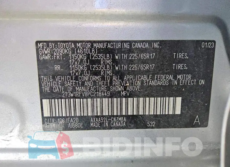 2T3W1RFV8PC218449 Photo# 13