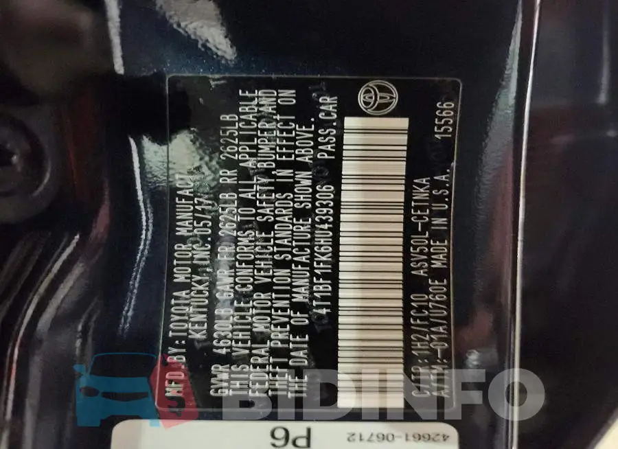 4T1BF1FK6HU439306 Photo# 13