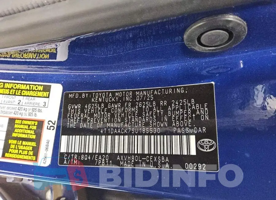 4T1DAACK7SU185530 Photo# 13