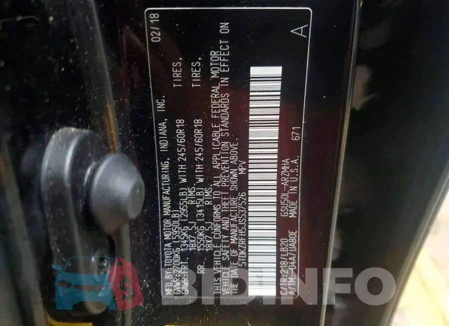 5TDKZRFH5JS537526 Photo# 13