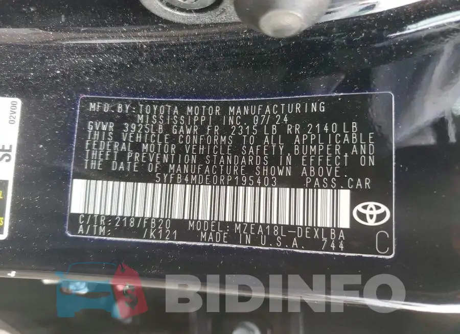 5YFB4MDE0RP195403 Photo# 13