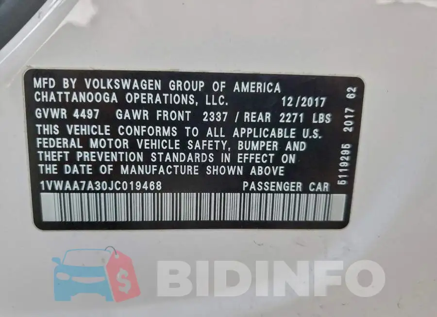 1VWAA7A30JC019468 Photo# 12