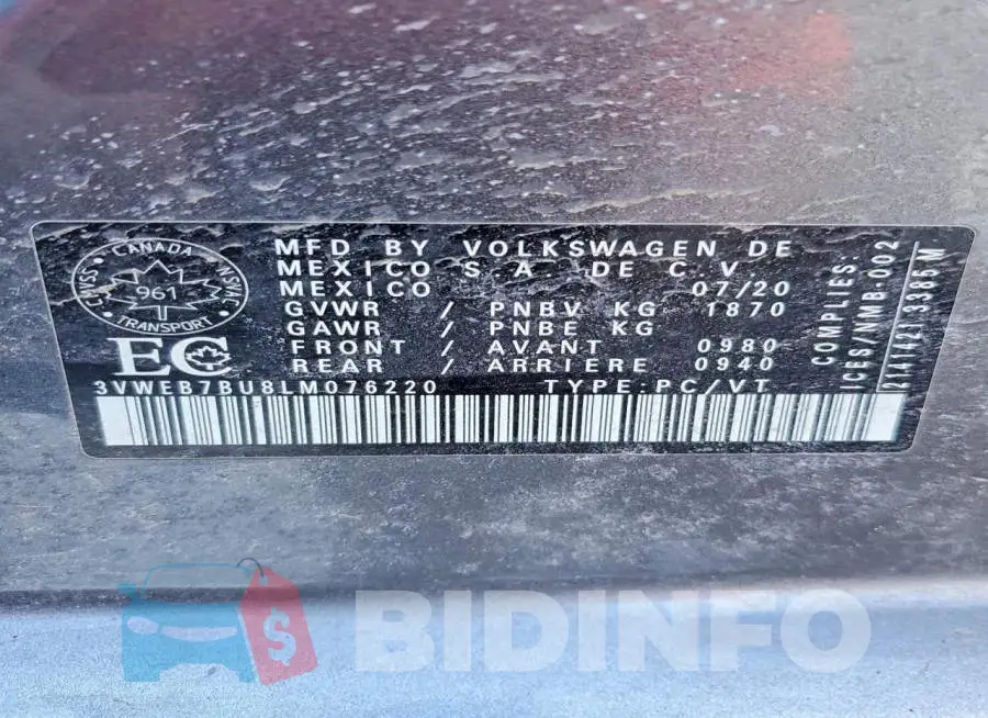 3VWEB7BU8LM076220 Photo# 13