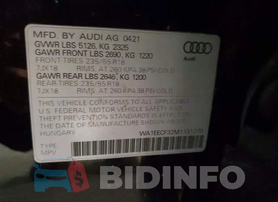 WA1EECF32M1131273 Photo# 13