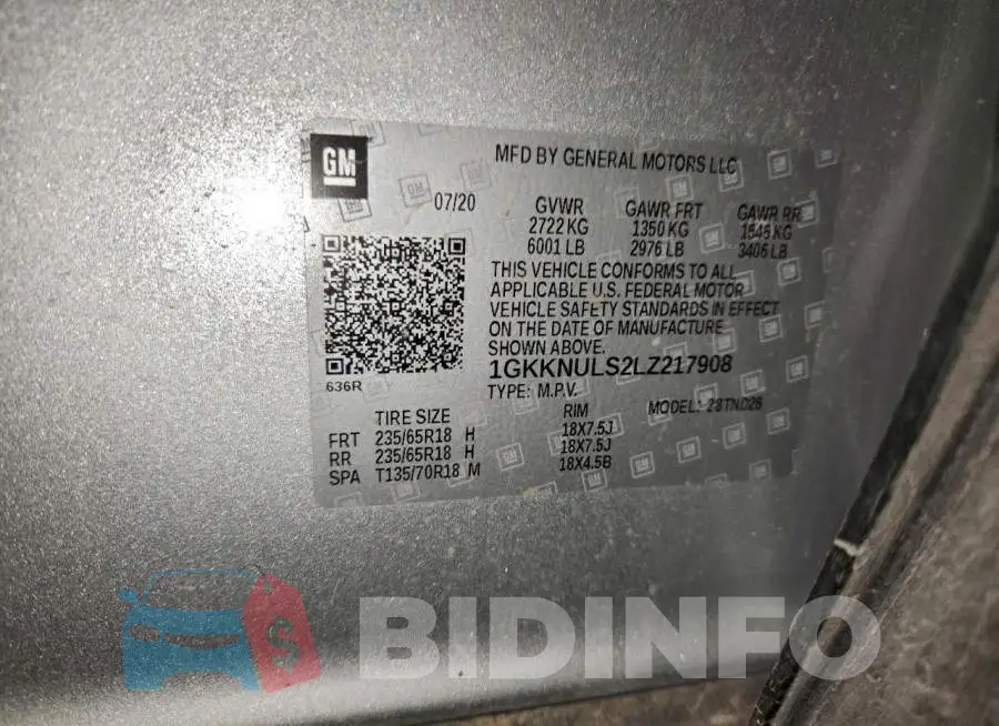 1GKKNULS2LZ217908 Photo# 13