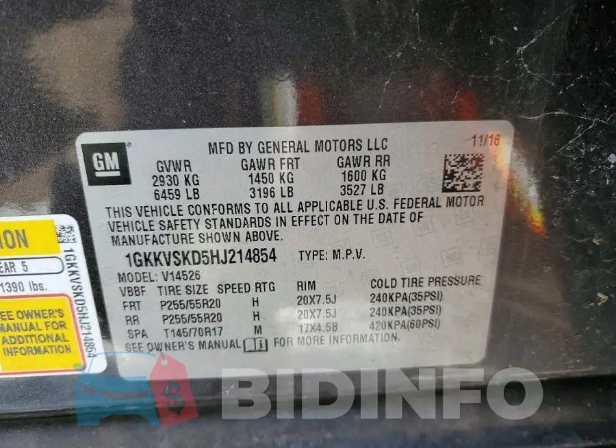 1GKKVSKD5HJ214854 Photo# 12