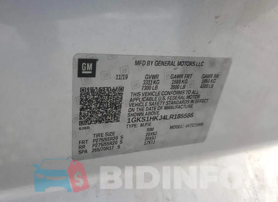 1GKS1HKJ4LR185586 Photo# 14