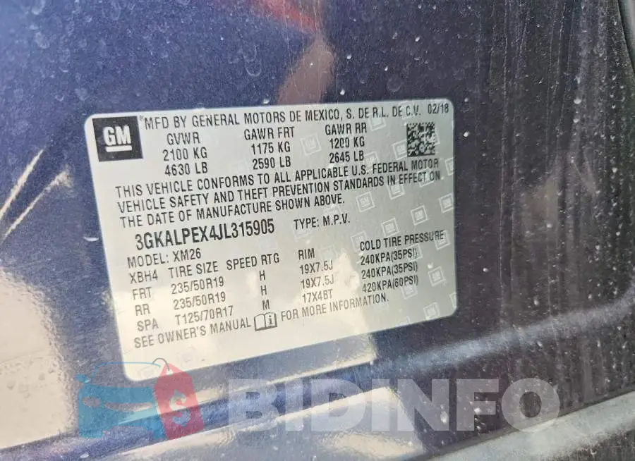 3GKALPEX4JL315905 Photo# 13