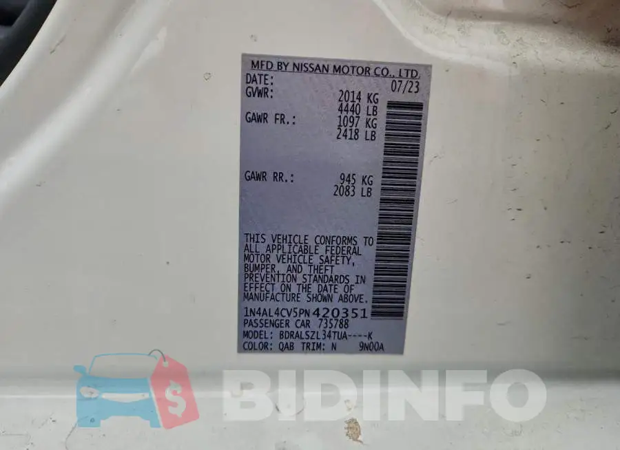 1N4AL4CV5PN420351 Photo# 12