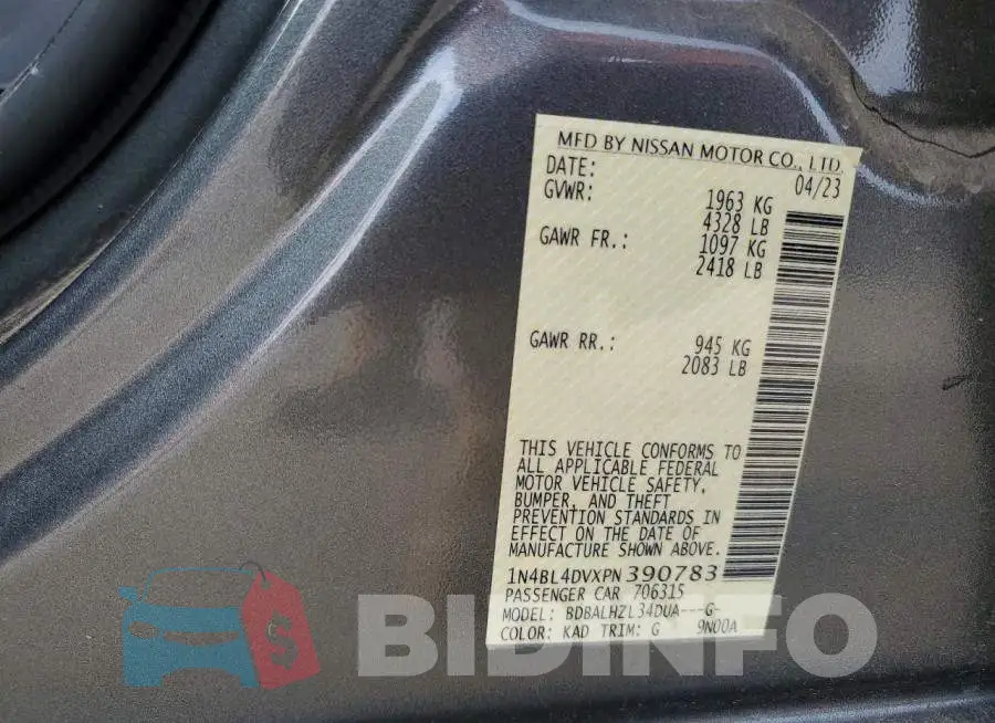 1N4BL4DVXPN390783 Photo# 12